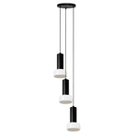 Светильник подвесной каскадный fungus, D15х25 см, 3 плафона, белый/черный