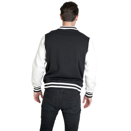 Куртка бомбер черный со светло-серыми рукавами