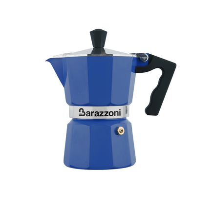 Alluminium Blue - Гейзерная кофеварка на 1 чашку, синяя Alluminium артикул 83000550158, BARAZZONI, Италия