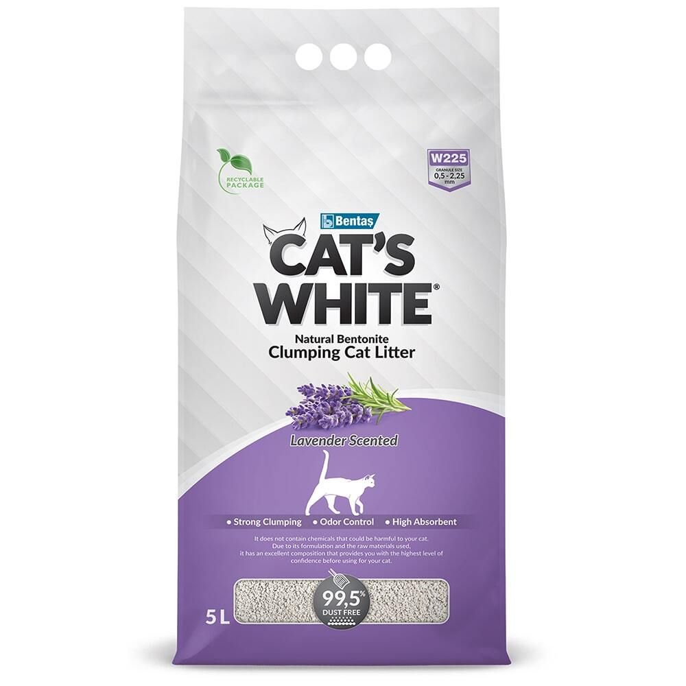 Cat&#39;s White Lavender комкующийся наполнитель с нежным ароматом лаванды 5л