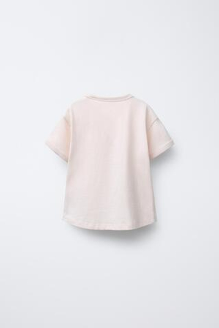 ZARA ОДНОТОННАЯ ФУТБОЛКА, СЛОНОВАЯ КОСТЬ