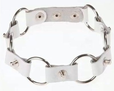 Белый ошейник с колечками (Цвет: белый)