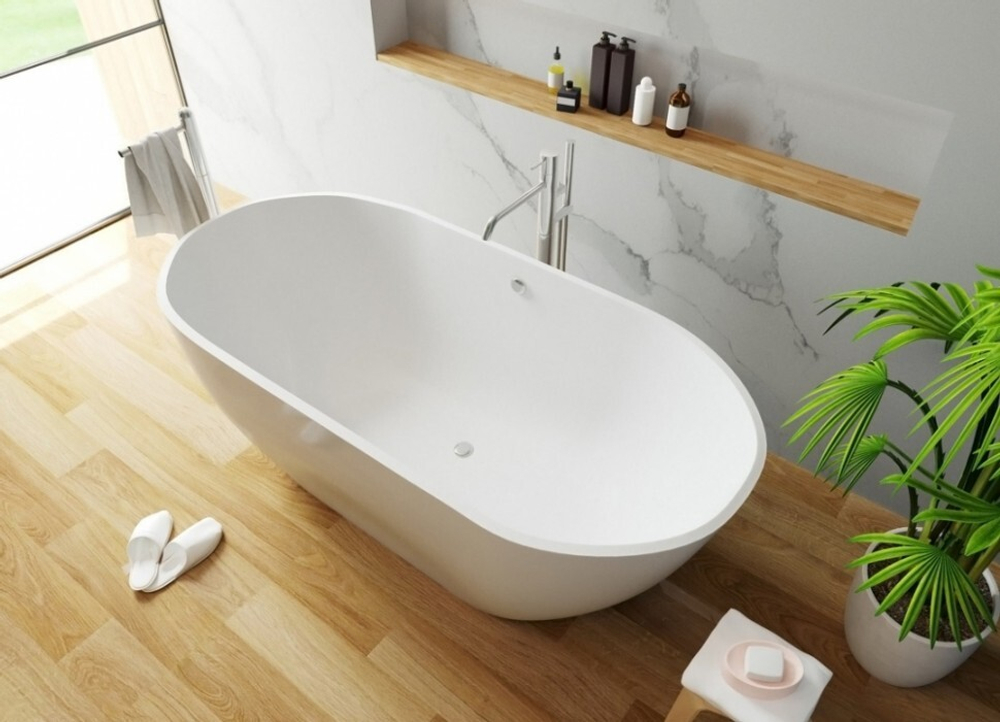 Ванна из литьевого мрамора Эстет Майами 180.5х78.5 белая, ФР-00006013