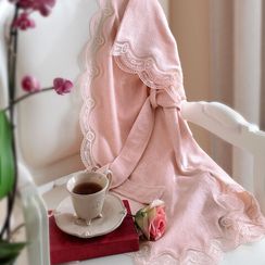 BAMBOO пудра махровый женский халат и полотенце Tivolyo Home Турция