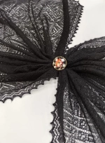 Оренбургский пуховый платок-паутинка А120-07 черный