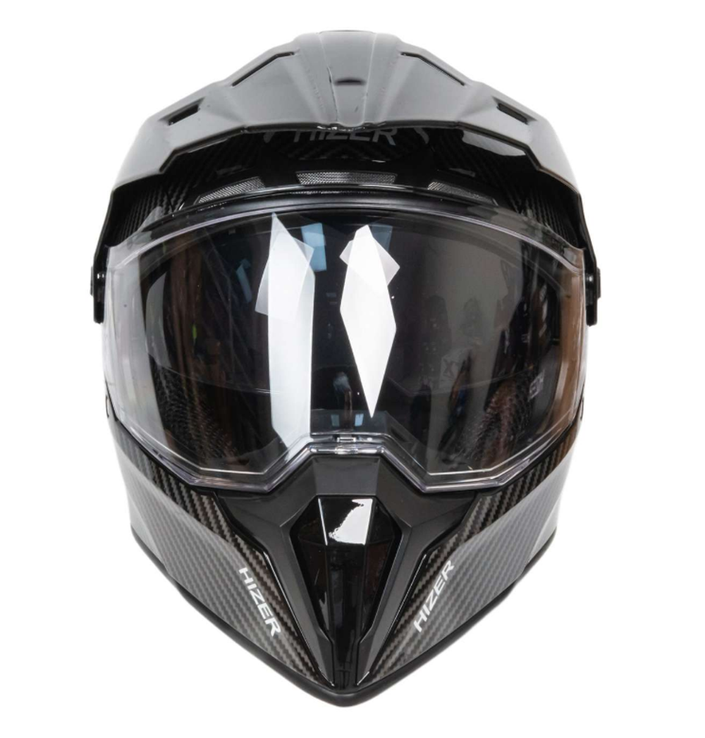 Шлем мото мотард HIZER J6808 №4 (L) carbon (2 визора)