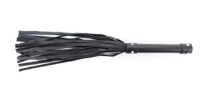 Черная плеть из натуральной кожи с проклепанной ручкой - 45 см. (Цвет: черный)