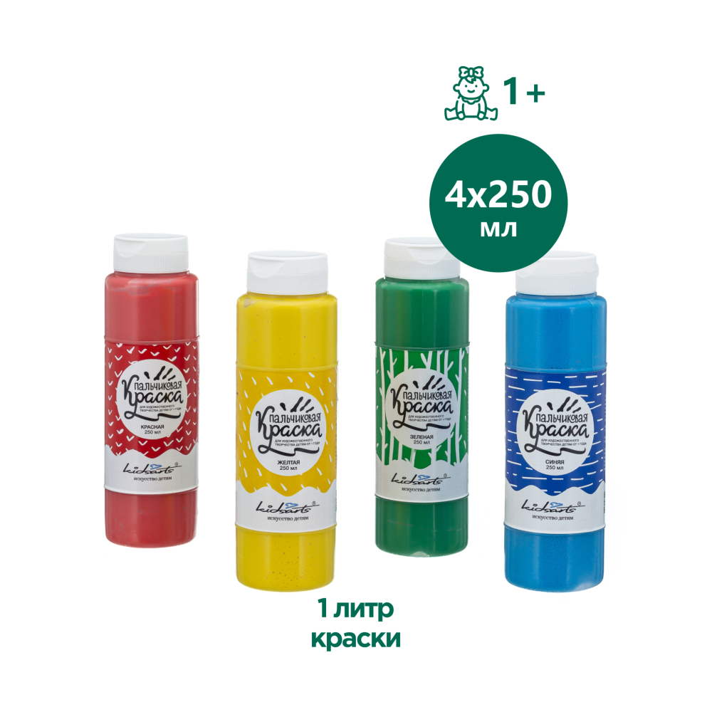 Пальчиковые краски 4 цвета по 250 мл (1+)