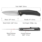 Складной туристический нож TRIVISA Phoenix-BG клинок N690 рукоять G10 и титан (черный)