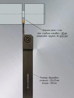 Резец отрезной удлинённый MGEHR2525-4T30 и пластины MGMN400