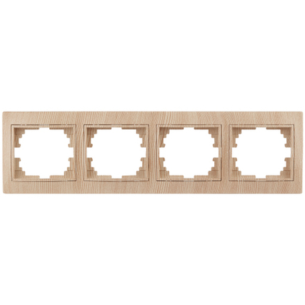 Рамка для розеток и выключателей Intro Plano 1-504-11 на 4 поста горизонтальная, СУ, сосна