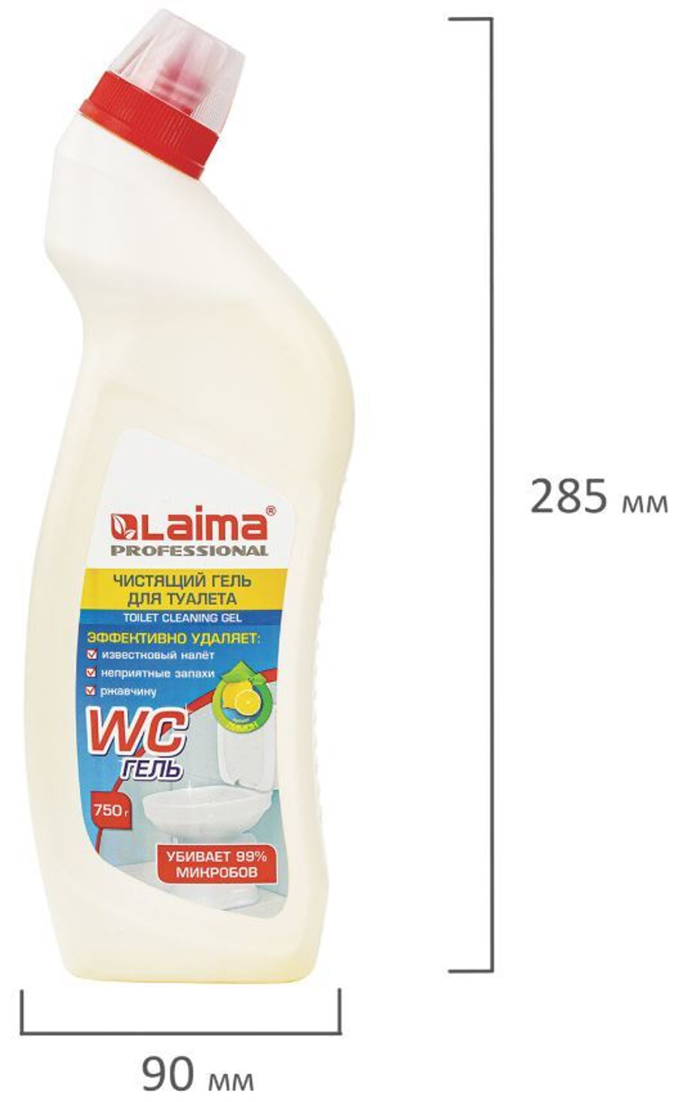 Средство для уборки туалета кислотное 750 г, LAIMA PROFESSIONAL "Лимон-WC Гель", утенок, 604793