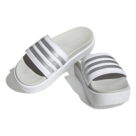 Adidas Adilette Platform Slide 'White Silver'