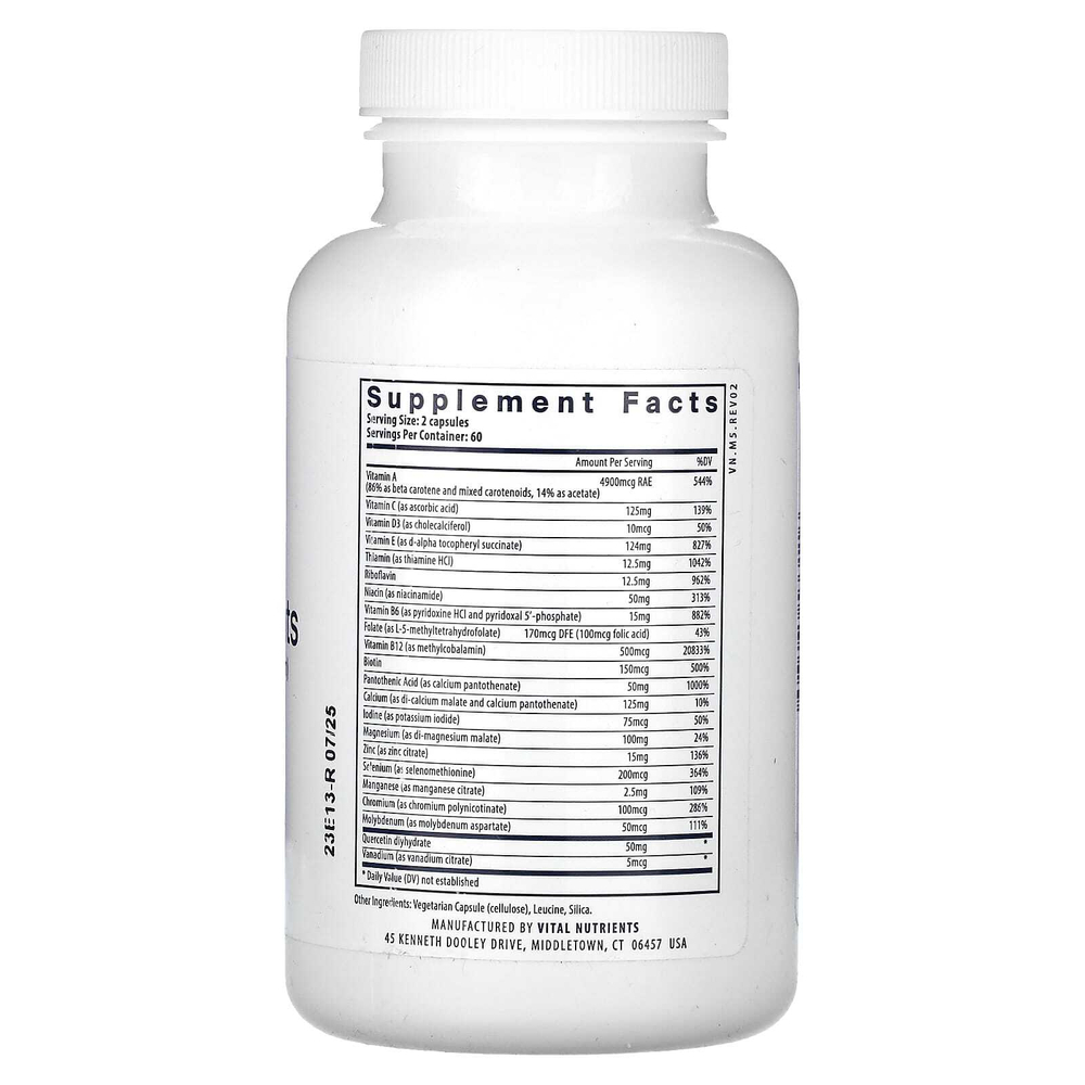 Vital Nutrients, мультипитательные вещества без бора, меди и железа, 120 вегетарианских капсул