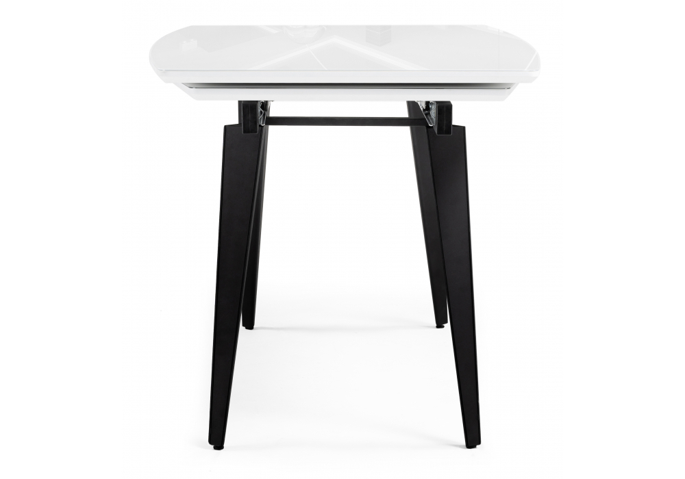 Стол стеклянный Woodville Элис 140(200)х80 белый, черный, ножки черные