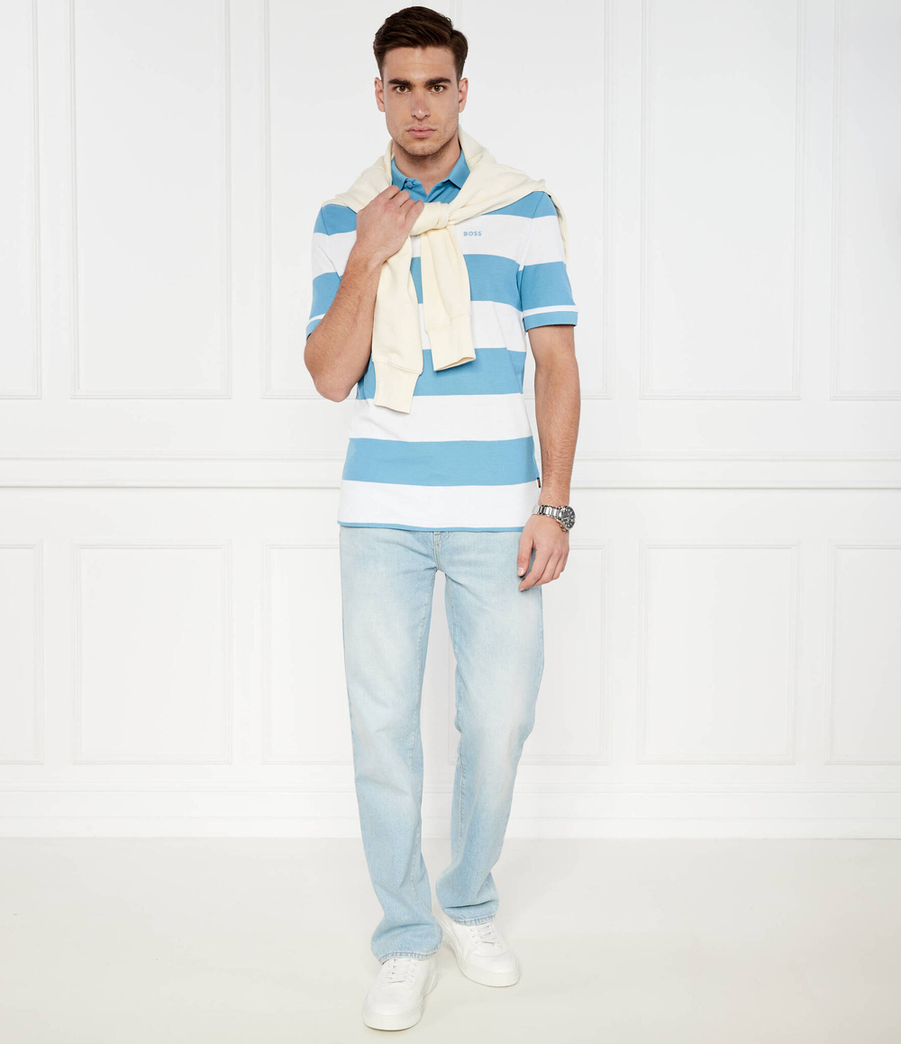 Поло PalesStripe BOSS ORANGE - голубой(50513604)