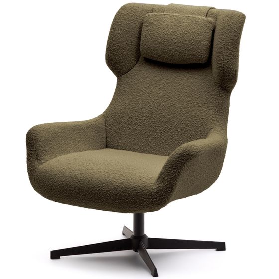 Крутящееся кресло Zalina, темно-зеленое букле