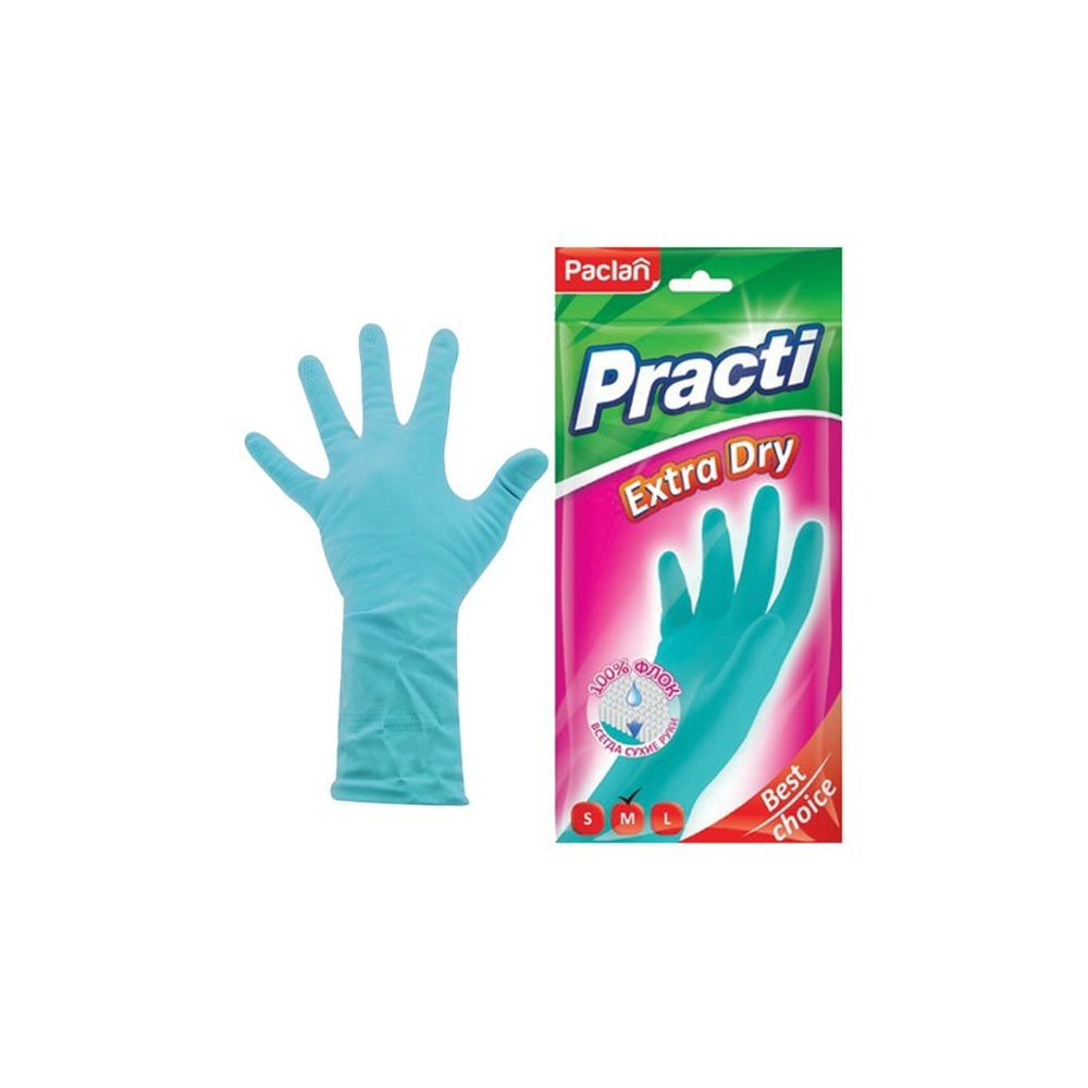 Перчатки резиновые с х/б напыл. PACLAN Practi Extra Dry 100% флок, размер М