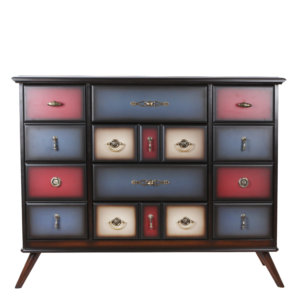 Комод Пандора - 2 с 4 ящиками и 2 полками Орех mix