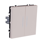 Выключатель 2-клавишный 10А/250В с LED подсветкой, кашемир матовый Kollinger Eclipse EC-010CM