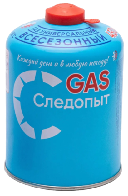 Газовый баллон СЛЕДОПЫТ 450 г, газ для горелки туристический (резьба)