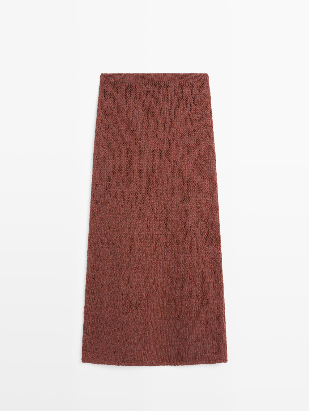 Massimo Dutti Хлопковая вязаная юбка миди, черепичный