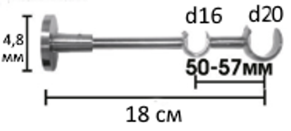 Кронштейн Ост для кованого карниза d 20/16 двойной, цвет хром