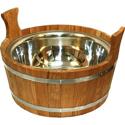 Шайка 15л с нержавеющей вставкой (дуб с пропиткой)