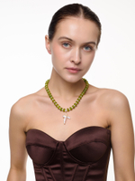 Чокер "Sea pearl cross green" Gold