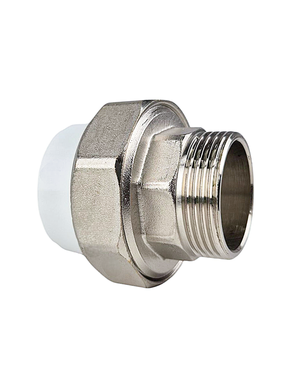 Муфта комбинированная разъемная (Американка) PPR наружная резьба 40х1 1/4,  белый, RTP (40/5)