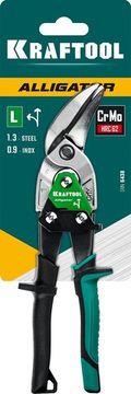 KRAFTOOL Alligator, 250 мм, левые усиленные ножницы по металлу с выносом (2328-OL)
