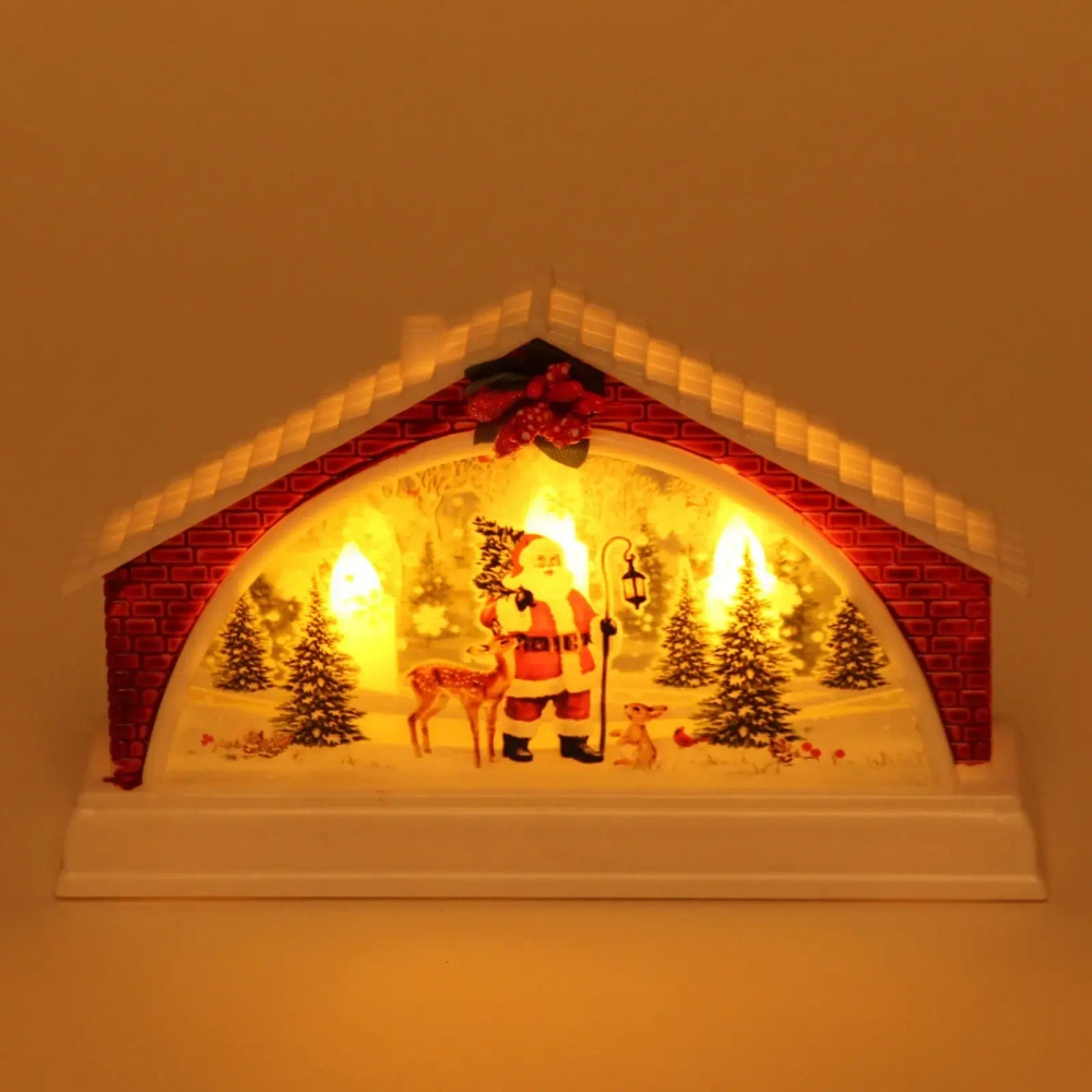 Сувенир с подсветкой «Домик с сказочными гостями» 15,5*4*9,5 см (работает от 2х батареек ААА)