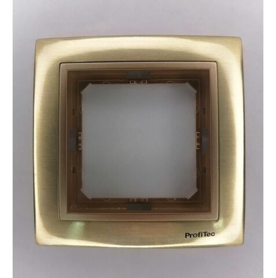 Рамка 1-я ProfiTec Tesla золото матовое метал + вставка шампань