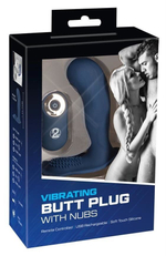 Синий вибростимулятор простаты Vibrating Butt Plug - 11,7 см.