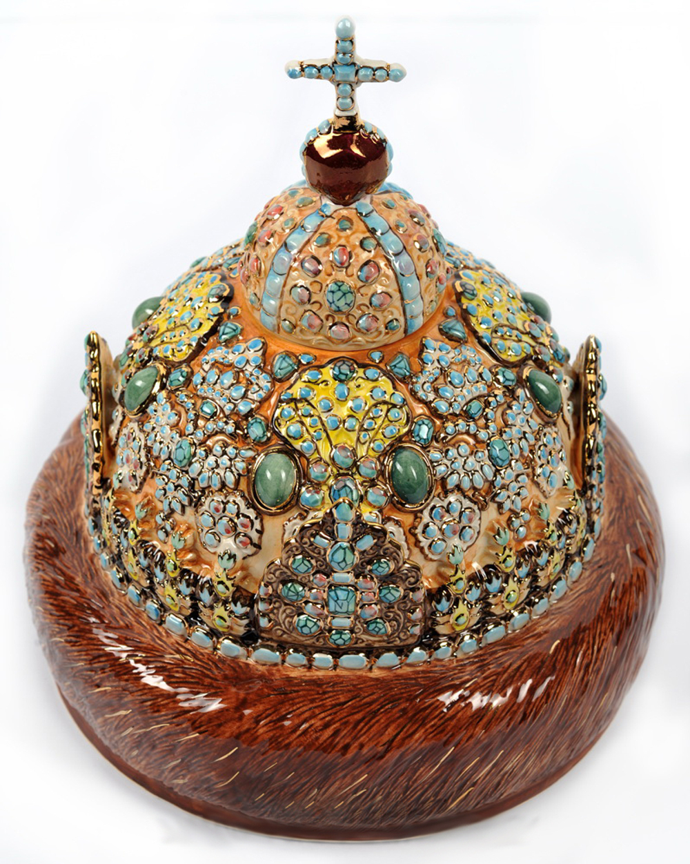 Штоф "Шапка Мономаха" цветной с золотом