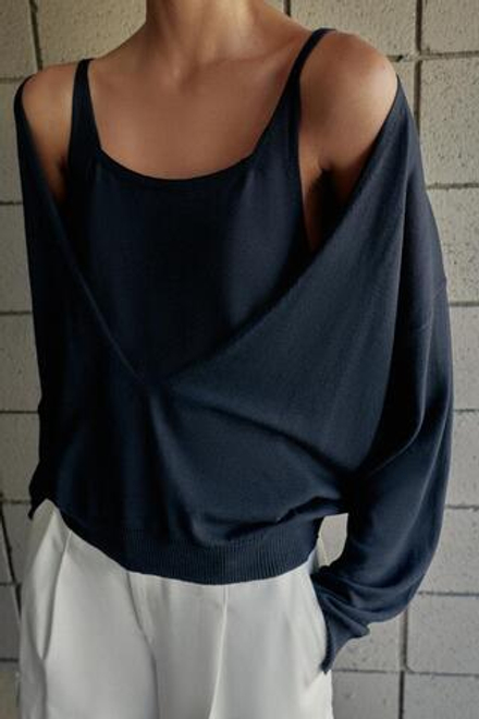 ZARA ДВУСЛОЙНЫЙ ДЖЕМПЕР, МОРСКОЙ СИНИЙ