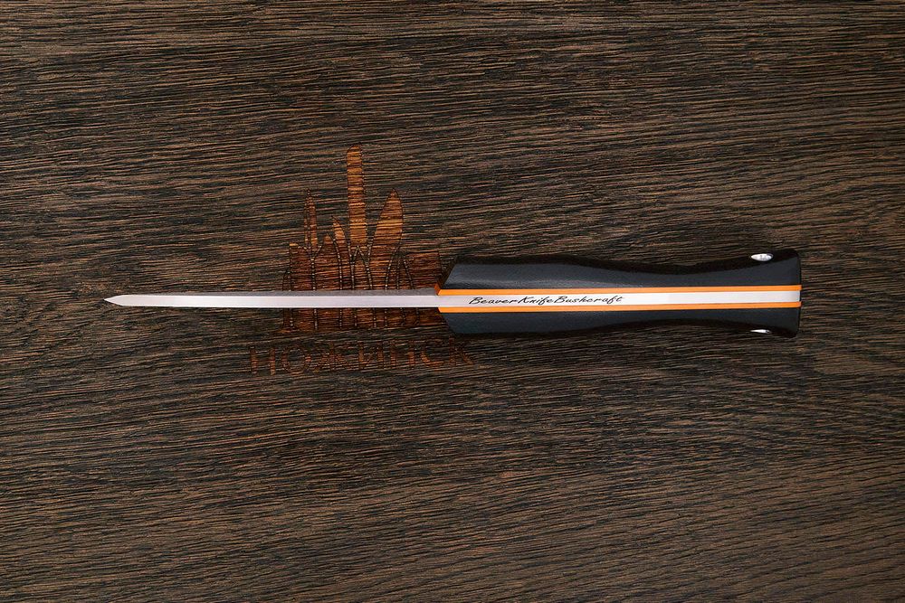 Нож для бушкрафта Beaver knife Thorn, клинок 112мм, сталь Х12МФ, рукоять микарта чёрная-О