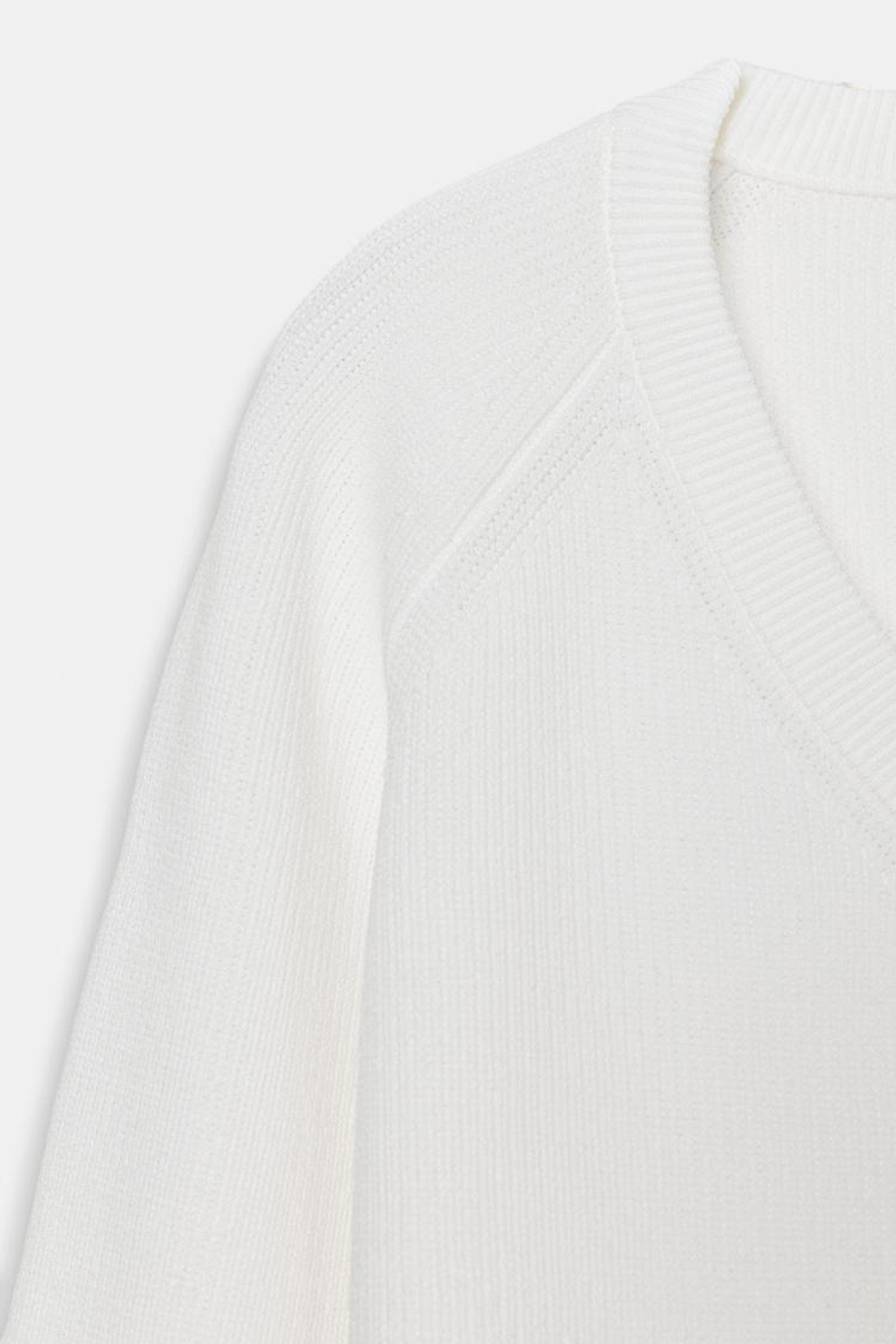 ZARA СВИТЕР С V-ОБРАЗНЫМ ВЫРЕЗОМ, БЕЛЫЙ