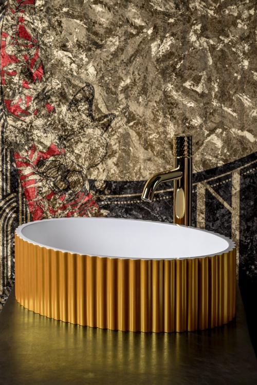 Boheme Раковина Canale рифл глянец золото