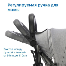 Прогулочная всесезонная коляска Baballo / Серый черная рама