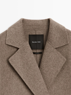 Massimo Dutti Длинное двубортное пальто из смесовой шерсти, черепаховый