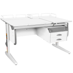 Растущая парта Дэми СУТ 25 с задними полками СУТ.15.210 и навесной тумбой (1200×880 мм)