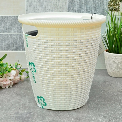 Кашпо напольное Rattan 10л D266мм с внутренним горшком 6л, белоснежный жасмин