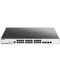 D-Link DGS-3000-28XMP/B1A Управляемый L2 коммутатор с 24 портами 10/100/1000Base-T и 4 портами 10GBase-X SFP+ (24 порта PoE 802.3af/at, PoE-бюджет 370 Вт)