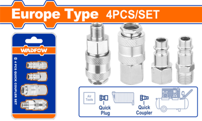Набор коннекторов пневматических 1/4" 4 шт (30/120) WADFOW WQP4670