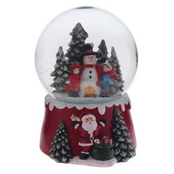 GAEM Фигурка декор в стекл шаре "Снеговик и дети" (муз ключ), D 10 см, L9,5 W10 H15 см