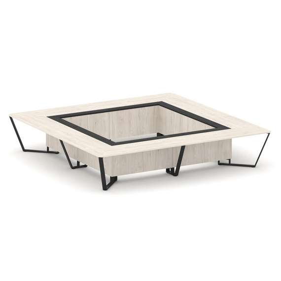 Steel Meet Стол переговорный квадратный KM-PR.B.SP-20K2 Денвер Светлый/Графит Глянец/Металл Черный 4