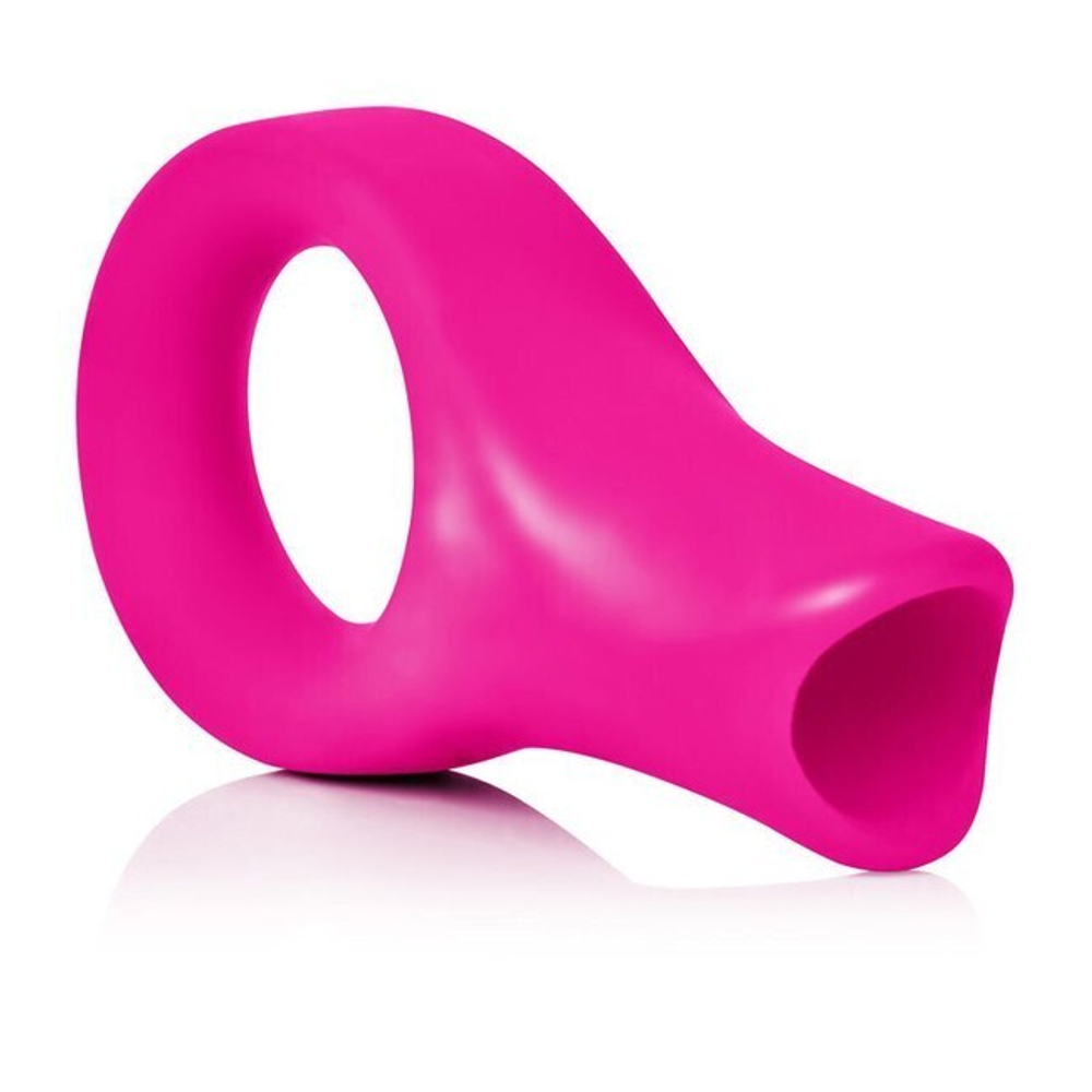 Эрекционное мощное вибро-кольцо Embrace (7 режимов) (Цвет: ярко-розовый с серебряным)