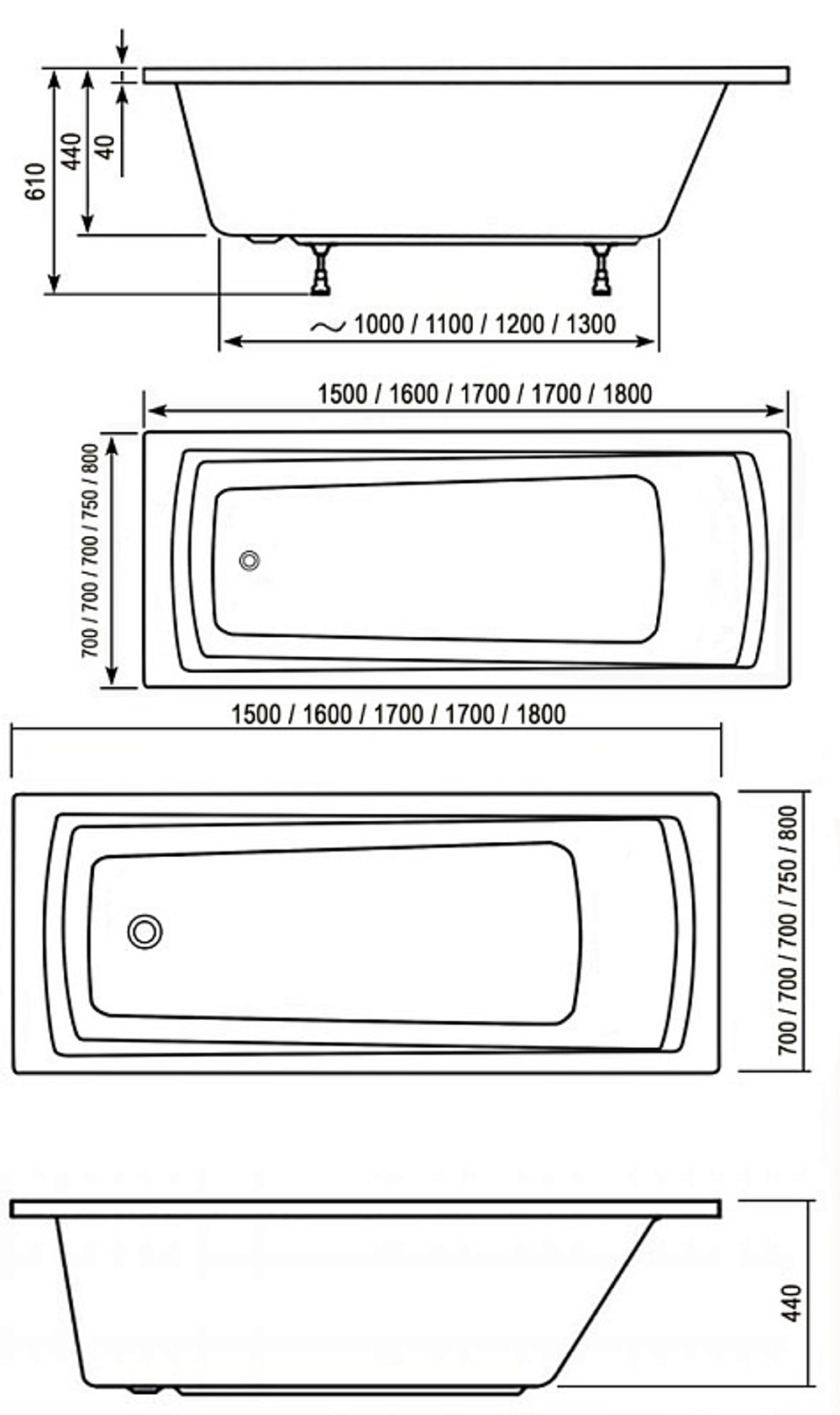 Ванна акриловая Ravak 160х70 пристенная (C621R00000)