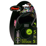 Flexi Black Design S Рулетка-поводок (трос) для собак до 12 кг 5 м. черный/розовый